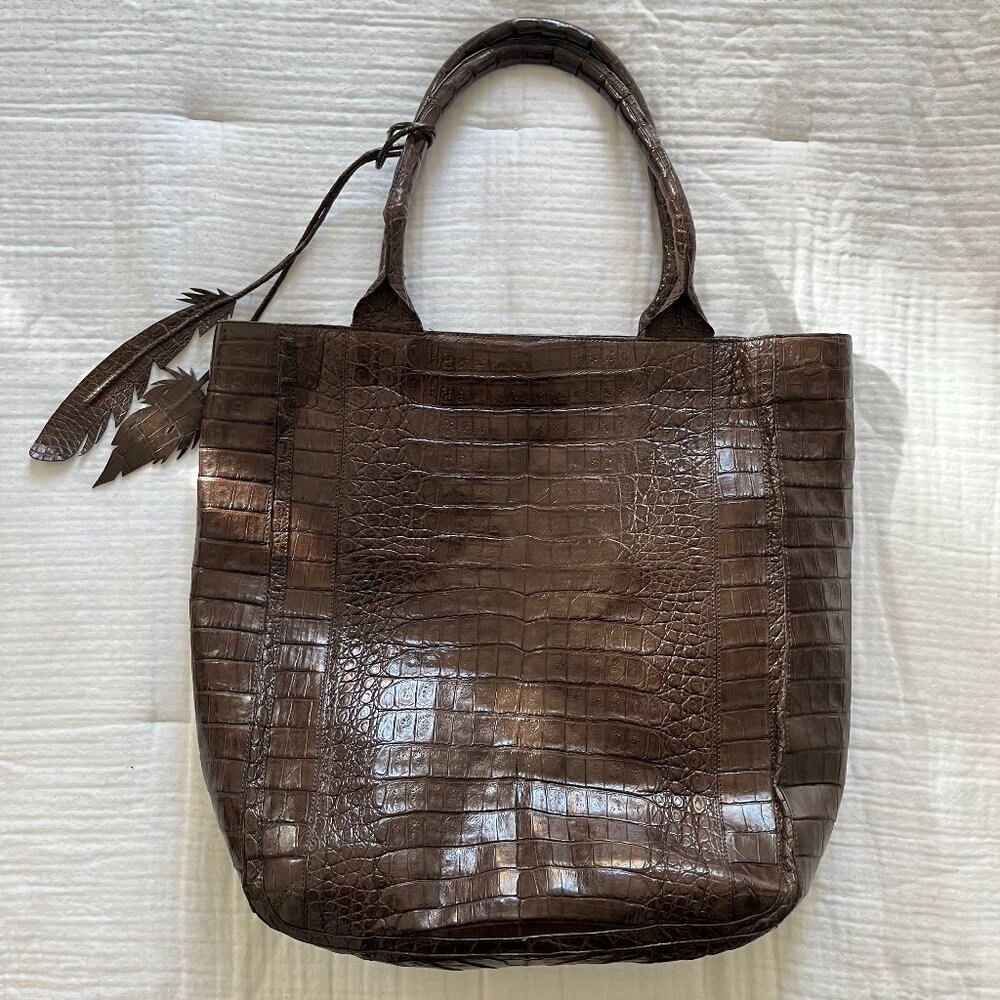 Nancy Gonzlez Brown Crocodile leather handbag tote cabas